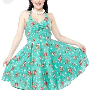 Wax Poetic Rosemary Dress in Teal Floral